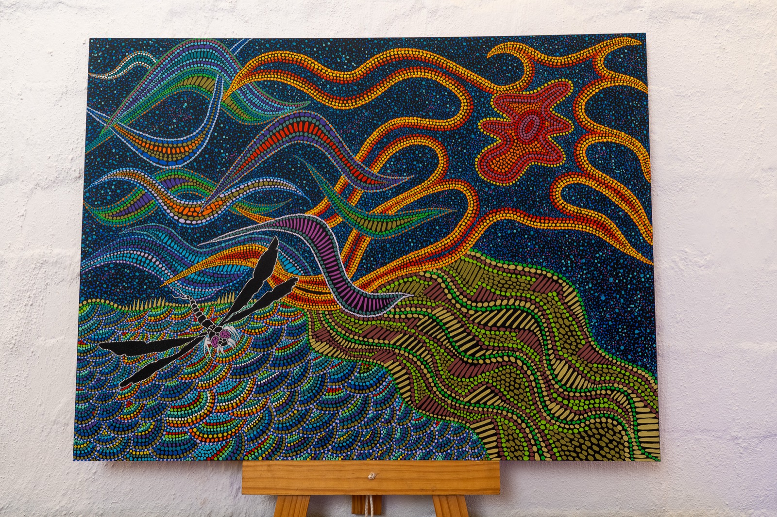 Dragonfly, dot painting by James Liebenberg