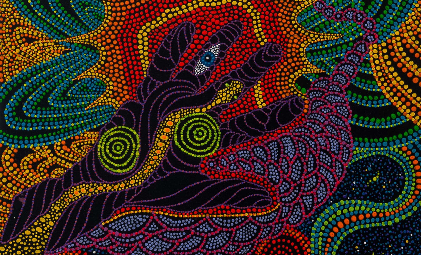 Close detail of The Watcher, dot by dot